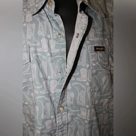 Men’s Wrangler Short Sleeve Pearl Snap Cowboy Boot Western Shirt Size XXL - Picture 6 of 13